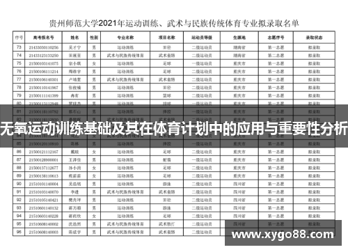 无氧运动训练基础及其在体育计划中的应用与重要性分析